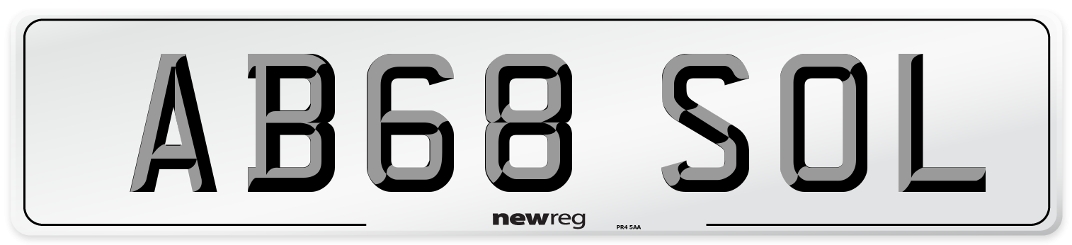 AB68 SOL Number Plate from New Reg